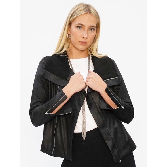 NWOT DUETTE NYC Vegan Matte Suede Moto Jacket - "The Varick" - Picture 5 of 12